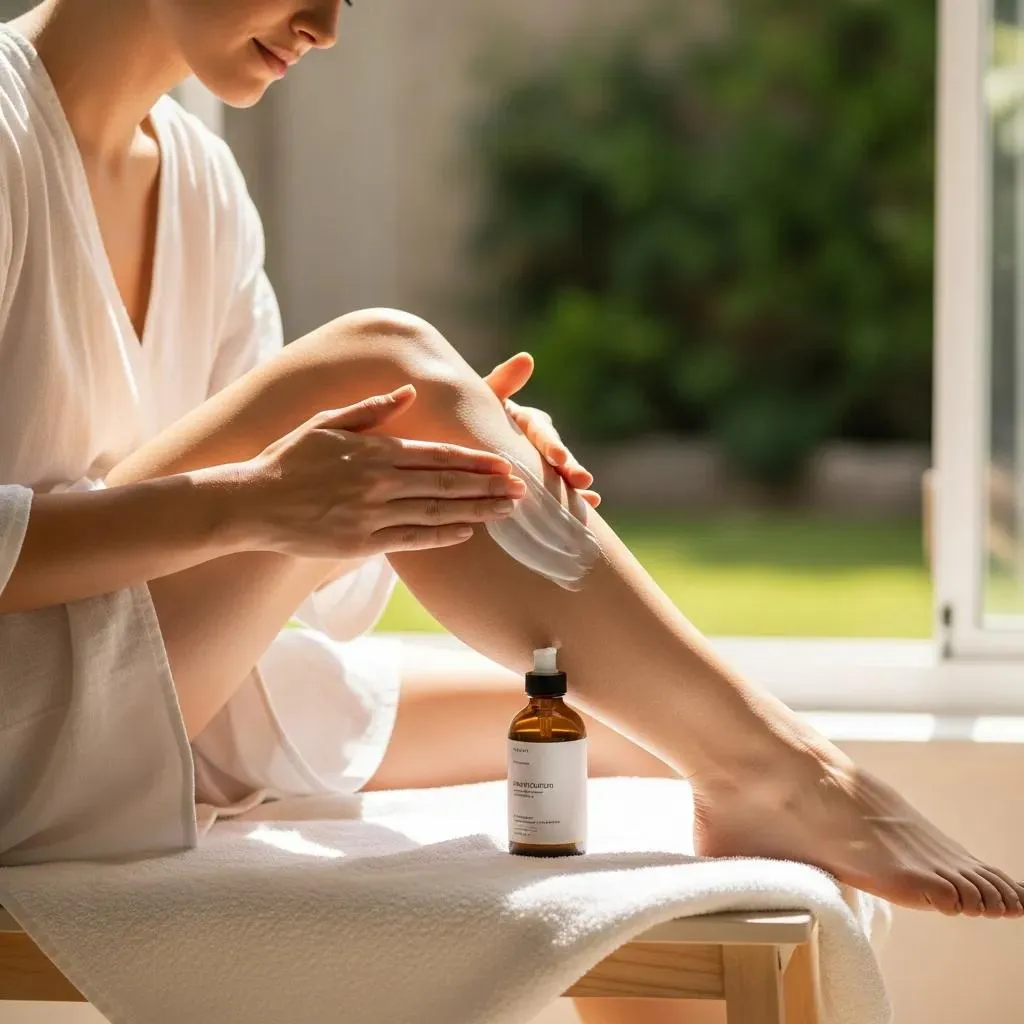 Person applying moisturizer to skin after waxing, highlighting essential aftercare practices