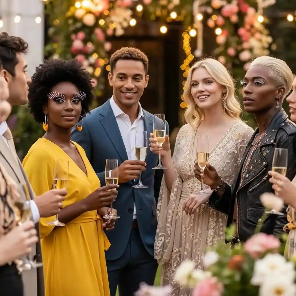 Guests at an outdoor event showing a range of lash styles suited for different occasions