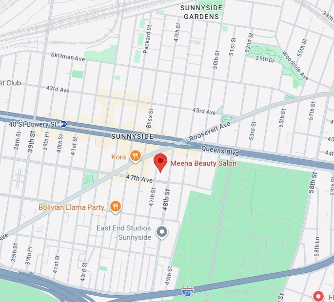 Map: Meena Beauty Salon, 45-47 47th St, Woodside NY